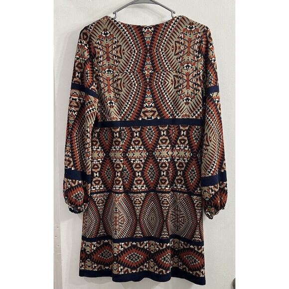 Vintage Robbie Bee Mini Dress 70’s 80’s Puff Sleeves Career Orange Blue PS Small - Picture 2 of 9